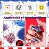 Laza Independence Day Nail Art Glitters 12 Colors Red Blue Silver Fine Powder Chunky Star Sequins Hexagon Confetti 4th of July Nail Decals Festival Polish Nail Art Supplies - Colorful Holiday