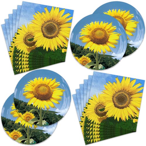 40Pcs Sunflower Party Supplies 20 Plates + 20 Napkin Sunflower Birthday Party Decorations (Sunflower)
