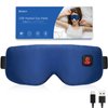 Heated Eye Mask Cordless for Dry Eyes, USB Eyes Heating Pad, Rechargeable, Real Silk, Sleep Mask for Men Women, Warm Eye Compress for Relief Stye, Blepharitis, Chalazion Navy