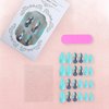 Medium Press on Nails Almond Shape Glue on Nails Full Cover Fake Nails with Designs Glossy Acrylic Nails Cute False Nails Rhombus Pattern Stick on Nails Summer Artificial Nails for Women and Girls