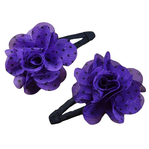 Funny Girl Designs Set of 2 Chiffon Flower No Slip Snap Hair Clips (Purple)