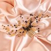 Kercisbeauty Boho Black Crystal Hair Comb for Wedding Brides Bridesmaid Gold Beads Hair Piece for Women and Girls