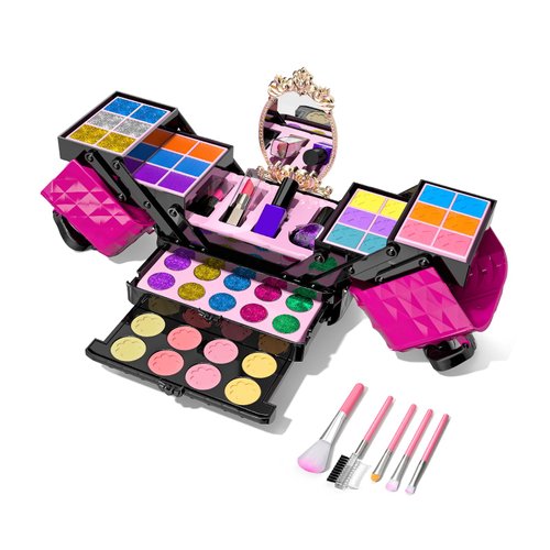 TEMI Kids Makeup Kit for Girl - 52 Pcs Pretend Makeup for Toddlers Kids, Girls Toys Washable Make Up, Non Toxic Toddlers Cosmetic for Little Girls, Princess Birthday Gift for Ages 3 4 5 6 7 8 Years