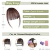 Gx Beauty Clip in Bangs 100% Human Hair Bangs Women Air Thinning Curtain Flat Fake Bangs Hair Clip Wispy Bangs Fringe with Temples Hairpieces for Daily Wear(Dark Brown)