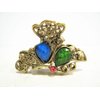 Generic Jeweled antique bronze hair claw clip (Primary color: Blue), 1 Count (Pack of 1)