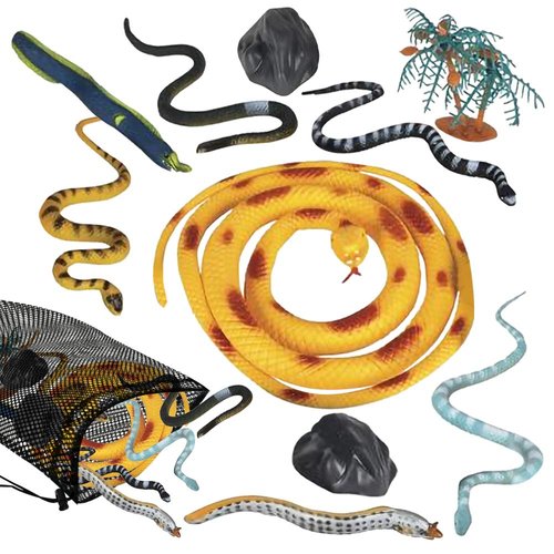 ArtCreativity Snake Play Set in Mesh Bag, Pack 12 Snake Figurines in Assorted Designs, Bath Water Toys for Kids, Party Décor and Party Favors for Boys and Girls