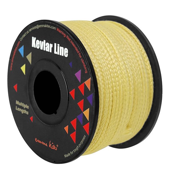 emma kites 100% Kevlar Braided String Utility Cord 50Ft 2000Lb Abrasion Flame Resistant, Tactical Survival Fishing Assist Cord Model Rocket Paracord Trip Line Camping Cordage