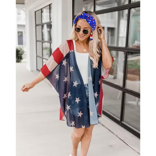 NVENF 4th of July Headbands, American Flag Star Headband Pearl Crystal Rhinestone Knotted Headbands Patriotic 4th of July Accessories Outfits for Women Holiday Gifts (American Flag 3)