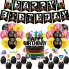 Running Party Decorations Running Birthday Decorations Set, Sports Fitness Party Supplies Includes Birthday Banner, Cake Topper, Cupcake Toppers, Latex Balloons