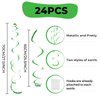 24 PCS Green Hanging Swirl, Sparkle Ceiling Hanging Decorations, Plastic Streamer Party Decorations with Double-Swirls and Single-Swirls for Birthday Decorations, Graduation, Baby Shower