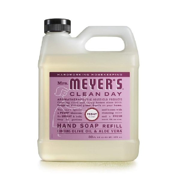 MRS. MEYER'S CLEAN DAY Liquid Hand Soap Refill, Cruelty Free and Biodegradable Hand Wash Made with Essential Oils, Peony Scent, 33 oz