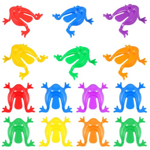 Toddmomy Plastic Frogs Toy Frog 24Pcs Plastic Jumpy Frogs Bouncing Frog Toy Frog Jumping Toy Fing...