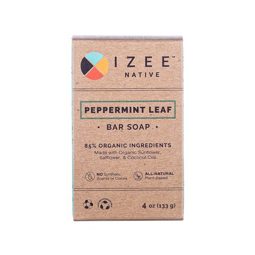 Izee Native Peppermint Leaf Botanical Bar Soap 1 count 4oz Peppermint Leaf Bar Soap | Earth-Safe Biodegradable Bar Soap Made in USA With Natural and Organic Ingredients
