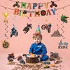 Motorcycle Dirt Bike Birthday Party Decoration for Boys Kids Motorcycle Motocross Dirt Bike Theme Happy Birthday Banner and Hanging Swirls for Birthday Party Decor Supplies