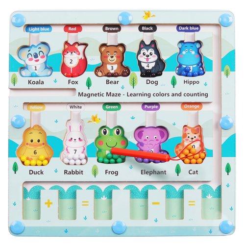 QZMTOY Magnetic Color Number Maze, Montessori Fine Motor Skills Toys for 3 4 5 Years Old Boys Girls,Wooden Preschool Learning Activities Matching Math Games Learning Counting Puzzles