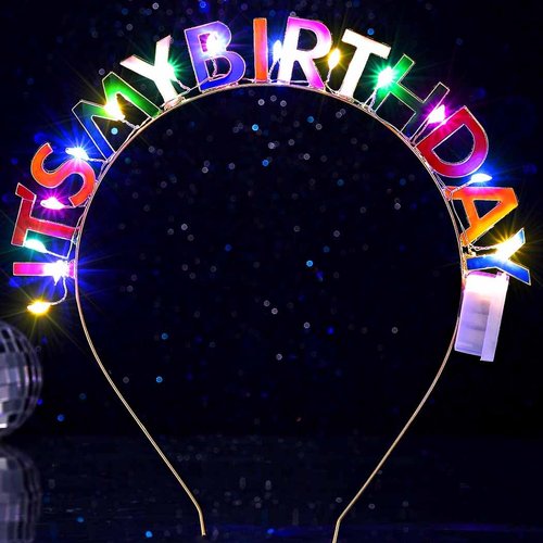 DRESBE Light Up Birthday Headband LED Its My Birthday Headbands Birthday Party Favors Hair Access...