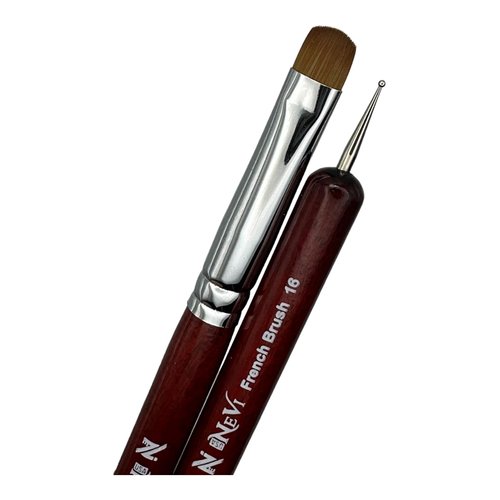NEVI USA 2-Piece Sable Brush Set: Professional Acrylic French Manicure Clean-up Brush and Bend Nail Dotting Pen | Essential Tools for Precision Nail Art and Clean Cuticles (16)