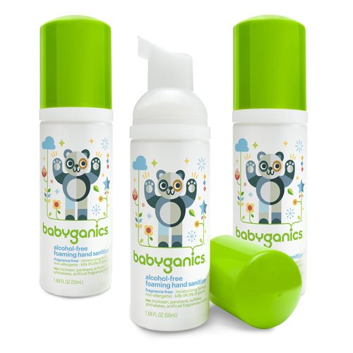Babyganics Alcohol-Free Foaming Hand Sanitizer, Fragrance Free, On-The-Go, Pump Bottle 50 ml - 1.69 Fl Oz (Pack of 3)