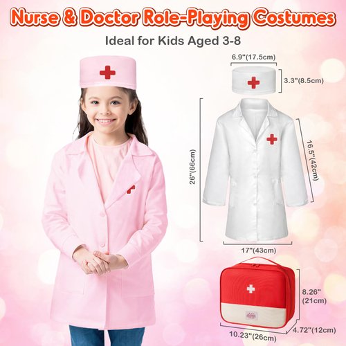 Doctor Kit for Toddlers 3-5, 37 Pcs Kids Doctors Play Set with 2 Costumes & Real Stethoscope, Doctor Toy Pretend Play Medical Set for Boys Girls, Christmas Birthday Gifts Kids Toys for Ages 2-4 6-8