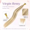 KiiKiiGirl Virgin Remy I Tip Hair Extensions Human Hair Blonde Highlight Golden Blonde Real Itip Human Hair Extensions 18Inch Pre Bonded I Tips Human Hair Extensions Blonde For Women 30G/Pack