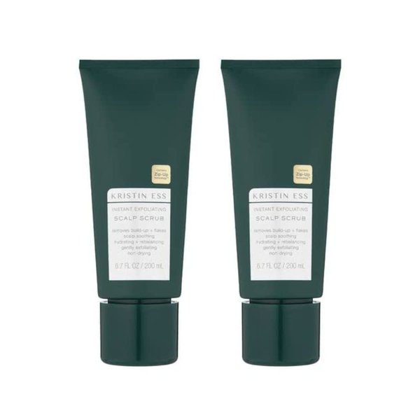 Kristin Ess Hair Instant Exfoliating Scalp Scrub for Build Up and Dandruff, Soothing Dry Scalp Treatment, Hydrating + Rebalancing, Non-Drying, Vegan, Color Safe + Keratin Safe, 6.7 fl oz (Pack of 2)