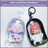Yushen Clear Figure Display Bag with Keychain for Sonny Mystery Box Mini Figures Doll Carrying Display Case Keychain Pouch for Collectibles (Black, Cabin)