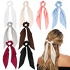 8 PCS Bow Hair Scrunchies Detachable Silky Satin Hair Ties for Women Girls Silk Hair Scrunchies with Long Ribbon Bows Ponytail Holder Elastic Hair Ties Knotted Bow Silk Hair Accessories