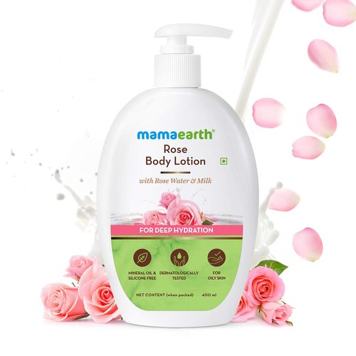 Mamaearth Rose Body Lotion for Oily Skin | Deep Hydration with Rose Water & Milk | Nourishing & Long-Lasting Moisturizer | 13.53 Fl Oz/400 ml