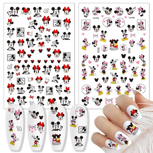 6 Sheets Cartoon Nail Art Stickers 3D Self Adhesive Cartoon Designer Nail Stickers Cute Mouse Cartoon Nail Decals for Women Girls Kawaii Anime Nail Art Supplies Nail Decoration DIY Manicure Tips