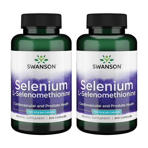 Swanson Selenium (L-Selenomethionine) - Herbal Supplement Promoting Heart Health '&' Prostate Health - May Support Immune System '&' Thyroid Health - (300 Capsules, 100mcg Each) 2 Pack