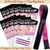 Xconstellation HD Wig Cap 20 Pcs Wig Caps For Women Transparent Wig Cap For Lace Front Wig Invisible Stocking Caps Sheer Wig Cap with Elastic Wig Band Set Wig Accessories（20 HD Wig Caps+1 Wig Band）