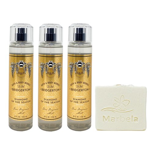 Bath & Body Works Diamond Of The Season 3 Piece Fine Fragrance Mist Value Pack with a Natural Oats Bar Soap - Full Size
