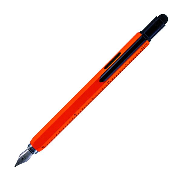 Monteverde USA 9-in-1 Tool Fountain Pen in Orange – Medium Nib, Multifunctional Pen with Stylus, Screwdrivers, Level, and Ruler – Exclusive Collection, Ideal Gift for Professionals