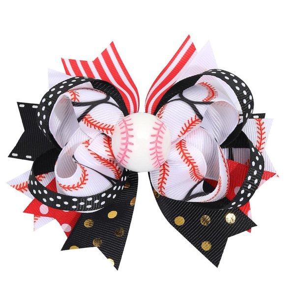 Sports ball class hairpin Hair Clips Bow Sports Bow Hair Barrettes Clips Girls Baseball Bow Hair Pin.(FJ69) (Baseball)