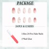 IMSOHOT Medium Press on Nails Coffin Pink Gradient Fake Nails Flash Flower Glossy Glue on Nails Ballerina Full Cover Acrylic False Nails for Women