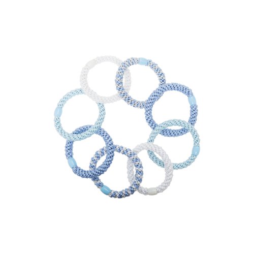 L. Erickson Grab & Go Pony - Caribbean - 8 Pack Ponytail Holder Hair Ties - Blue Mix