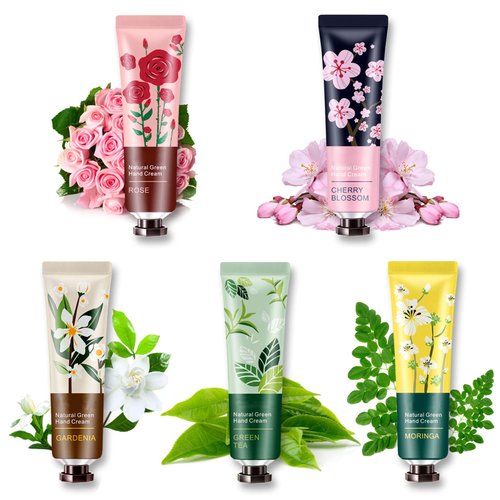 5 Pack Hand Cream For Chapped Hands,Natural Botanical Fragrance Hand Lotion,Mini Hand Cream For Working Dry Hands,Moisturizing Travel Size Hand Cream Set with Natural Botanical For Women-30ml（Floral）
