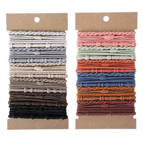 Boho Hair Ties, 48 Pcs Elastic Hair Ties No Damage Ponytail Holders Cute Hair Tie Bracelets for Women Boho Hair Accessories Nylon Hair Ties Soft Colorful Hair Ties for Thick Hair Thin Hair and Long
