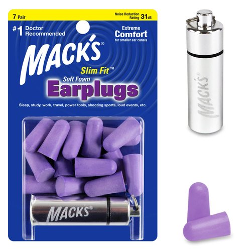 Mack’s Slim Fit Soft Foam Earplugs, 7 Pair with Travel Case – Small Ear Plugs for Sleeping, Snoring, Traveling, Concerts, Shooting Sports and Power Tools | Made in USA