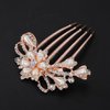 Xerling Elegant Pearly Flower Hair Comb Wedding Bridal Floral Pearl Hair Side Comb Teeths Rhinestone Hair Styling Accessories Decorative Headpiece for Updo Bun Women Girls (comb 2)