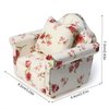 Dollhouse Couch with Pillow 1 12 Scale Miniature Sofa Arm Chair Living Room Furniture Wooden Fabric Frame Single Reading Chair Artificial House Room Scene Decoration (White Floral)