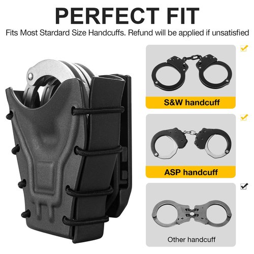 Kydex Handcuff Pouch for Duty Belt, Handcuff Case Fit Most Standard Size Asp Handcuff/S&W hinged Handcuff/Chain Handcuffs, Law Enforcement Cuff Holder, Fit 1.5&1.75&2.0&2.25'' Belt Width