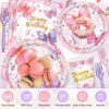 Butterfly Birthday Decorations, 146Pcs Butterfly Party Supplies-Serves 24 with Butterfly Plates Napkins Cups Tablecloth and Banner for Butterfly Girl Birthday Decorations