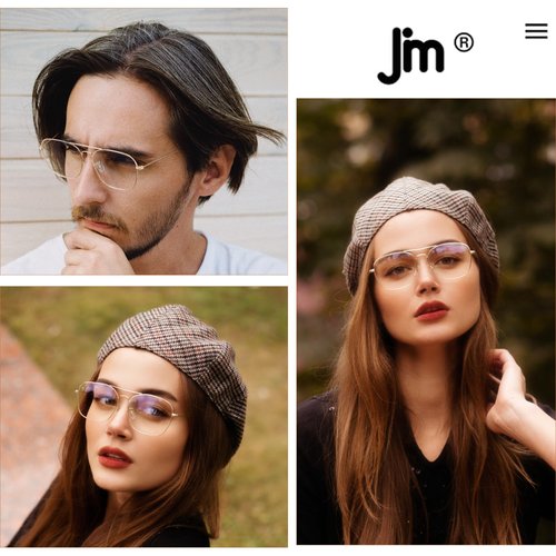 JM Aviator Computer Blue Light Blocking Glasses, Square Eye Protect Video Eyeglasses Anti Glare Men Women (Gunmetal Frame Black Temple Tips)