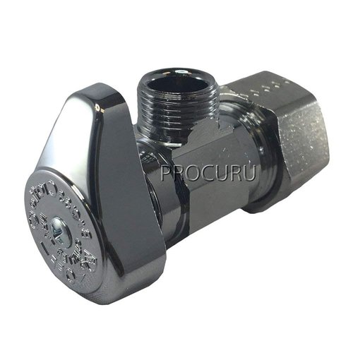 (4-Pack) BrassCraft G2CR19L1X 1/2-in Nominal Comp x 3/8-in OD Outlet Chrome Plated Brass 1/4-Turn Angle Stop Valve Less Outlet Sleeve/Nut (4-Pack)