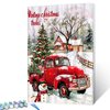 Retro Red Car Painting Farm Wooden House Paint by Number Kit 16 x 20 inch Canvas DIY Christmas Scene Oil Painting for Adult Beginner with Brushes and Acrylic Art Home Decor Snowman Gift(Frameless）