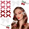 YAEISM Red Bow Hair Clips 12PCS Coquette Bows Cherry Hair Pins Lace Hair Bows Plaid Mini Bow Clips Cute Gingham Hair Bow Y2k Hair Clips for Girls Women