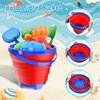 Collapsible Beach Sand Toys for Toddler Sand Toys for Kids 3 Packs Foldable Buckets with Sand Molds,Shovels&Mesh Bag for Beach Summer Outdoor Activities,Travel Sandbox Beach Toys for Kids Boys Girls