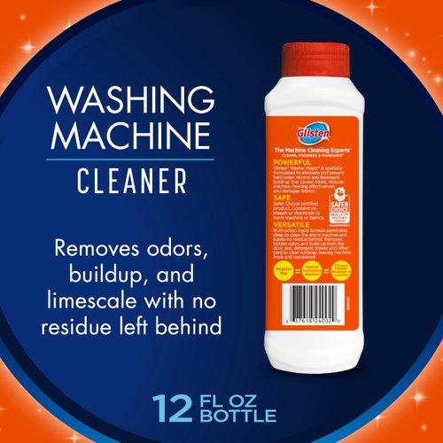 Glisten Washing Machine Cleaner, Helps Remove Odor, Buildup, and Limescale, Fresh Scent, 12 Ounce Bottle