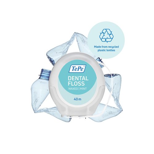 TEPE Dental Floss, Waxed Mint Tooth Floss, Strong Expanding Dental Floss, PFAS Chemical Free, 40m